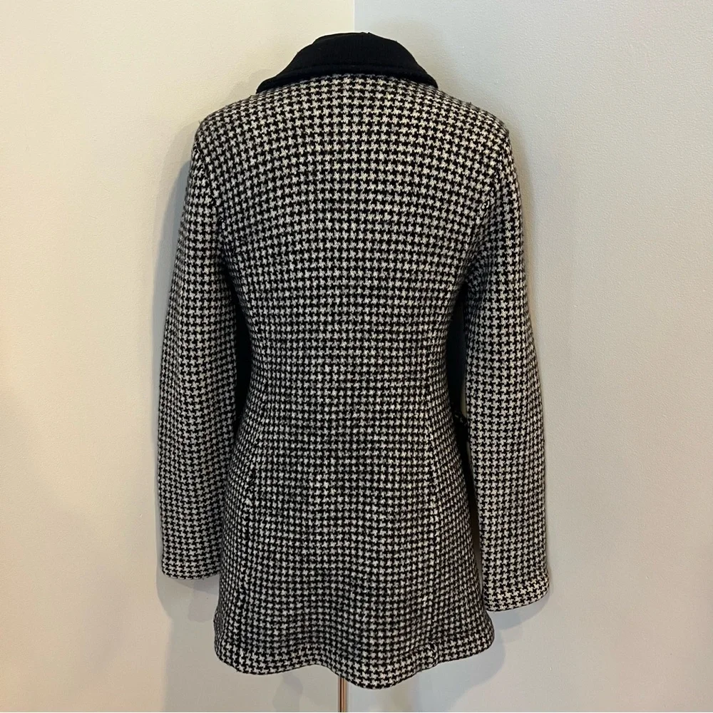 Lauren Ralph Lauren Houndstooth equestrian Wool Peacoat XL Fits S/M Black White - Picture 9 of 10